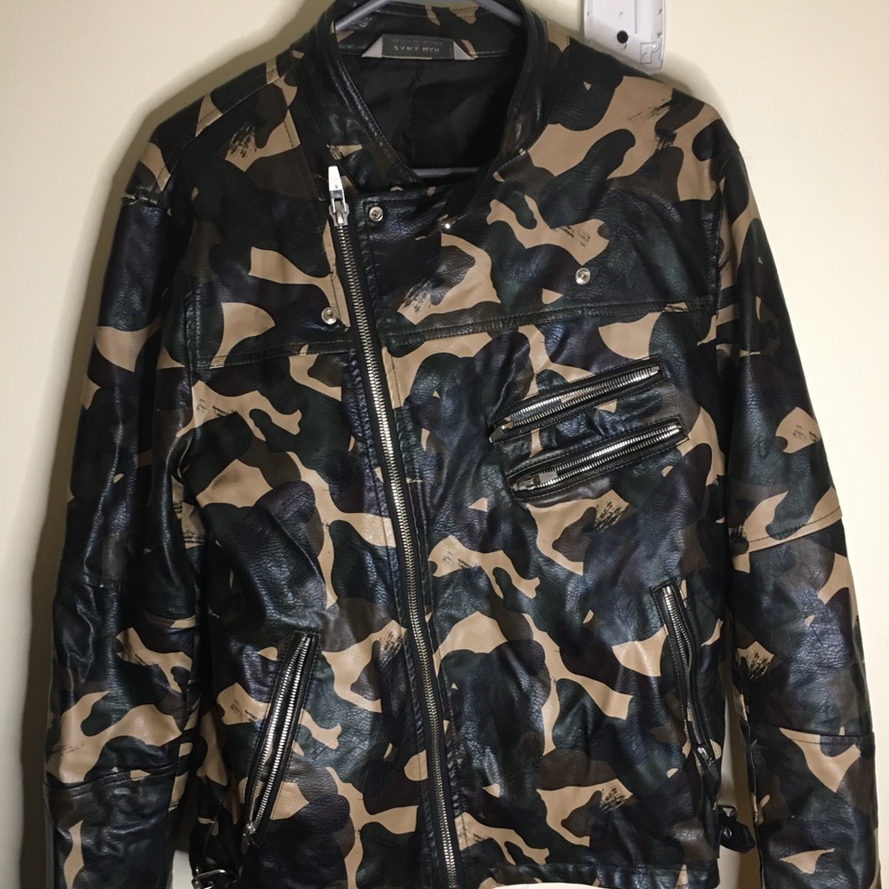 Zara Camo Leather Jacket